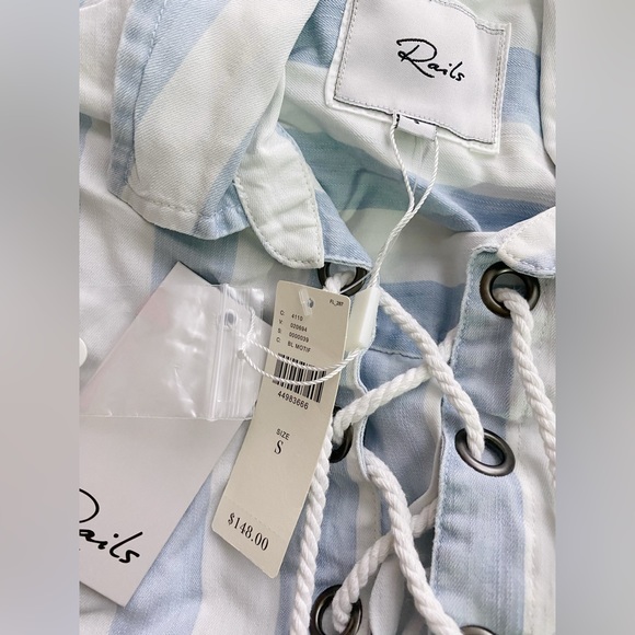 Anthropologie Rails Striped Lace-Up Shirt new - Picture 2 of 10